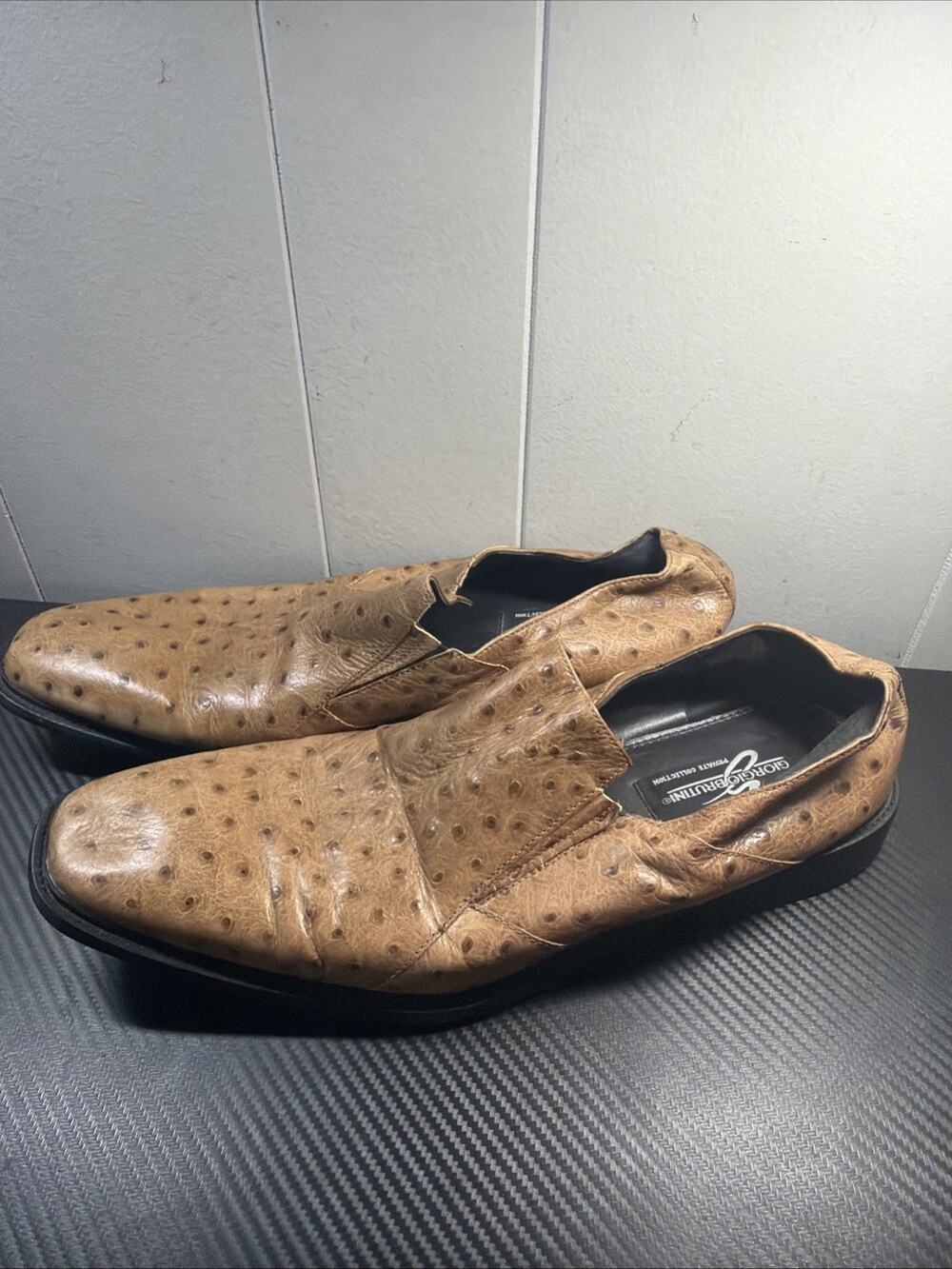 GIORGIO BRUTINI OSTRICH LEATHER LOAFERS SHOES MENS 13 M D3